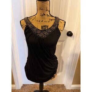 Black tank with gold bead
